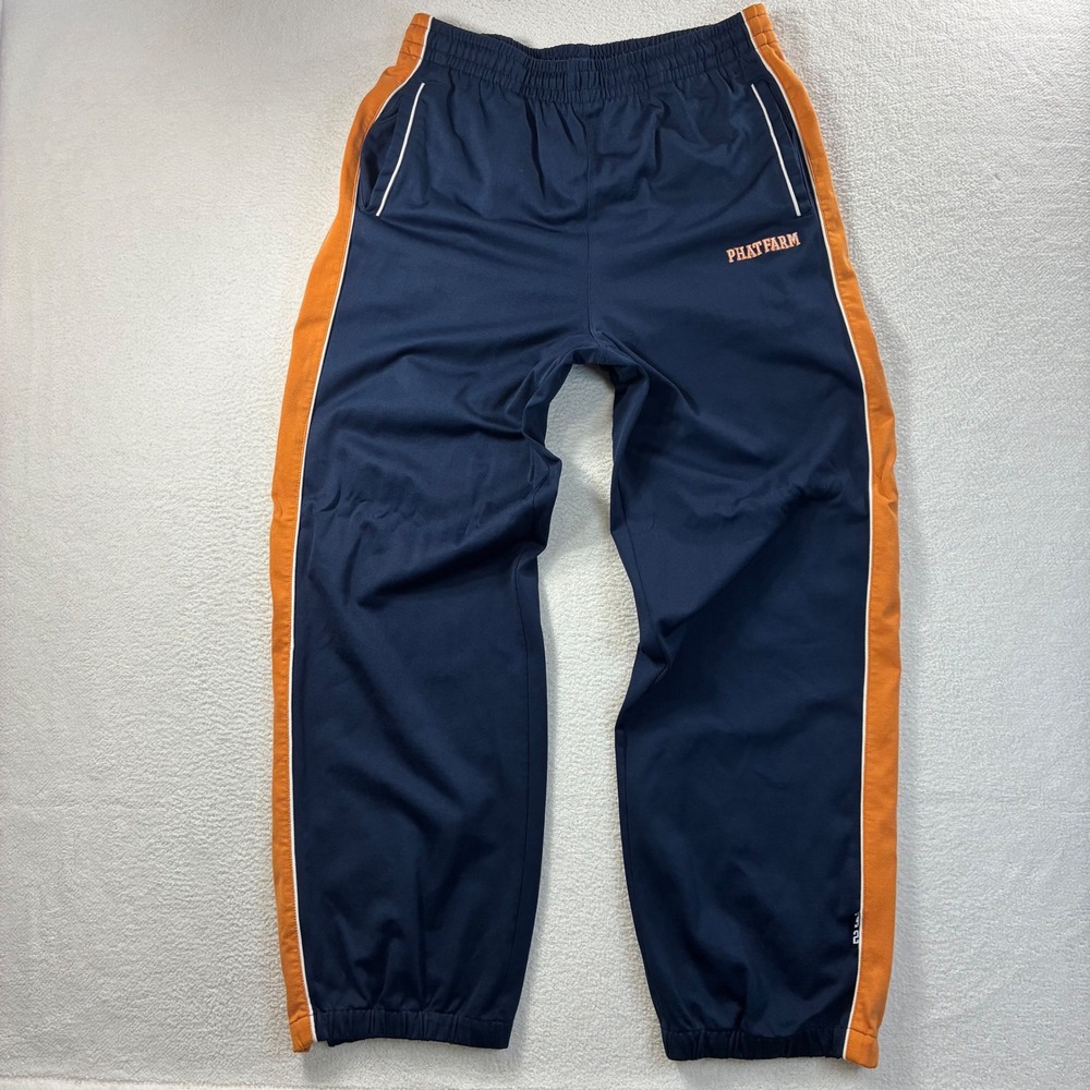 Y2K Phat Farm Baggy Sweatpants‎ Mens XL Blue Orange Track Pants Joggers Relaxed